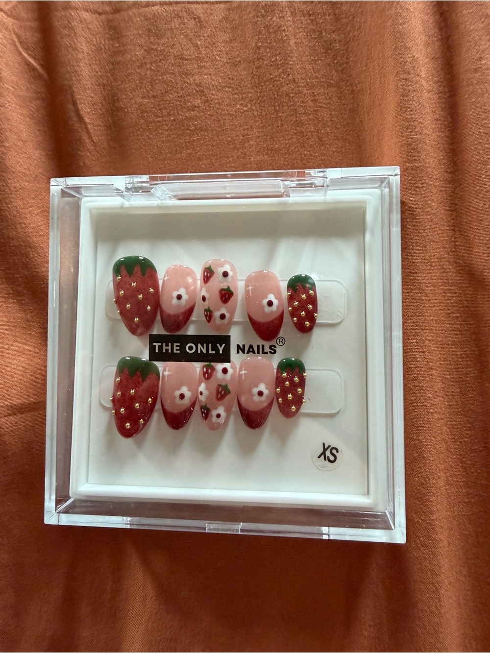 The Only Nails Strawberry Floral Press-On Nail Set - Pink & Red